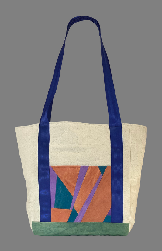 Carry All Bag - Blue Strap - Terracotta/Aqua/Lavender