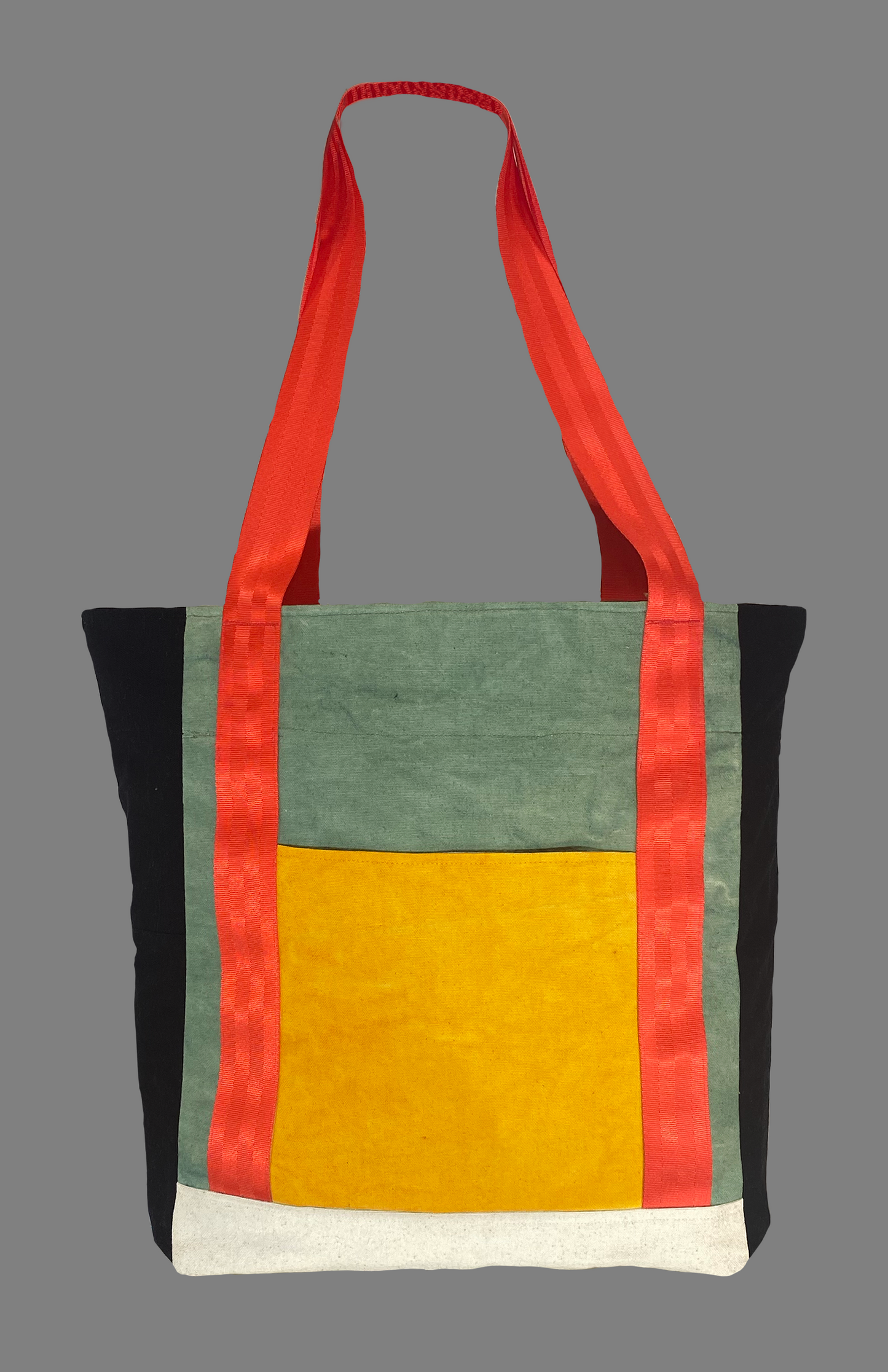 Carry All Bag - Red Strap - Sage/Grey/Yellow