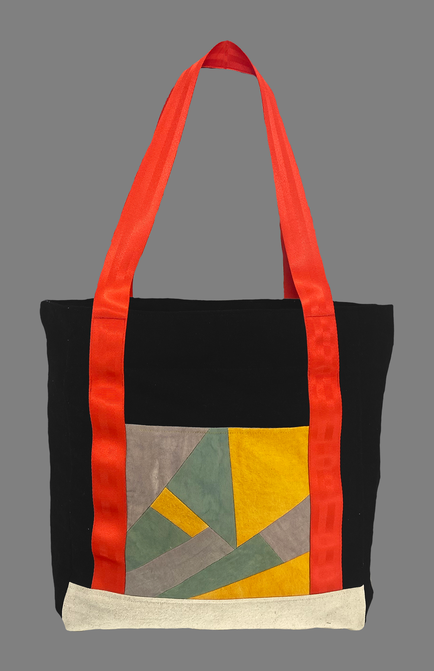 Carry All Bag - Red Strap - Sage/Grey/Yellow