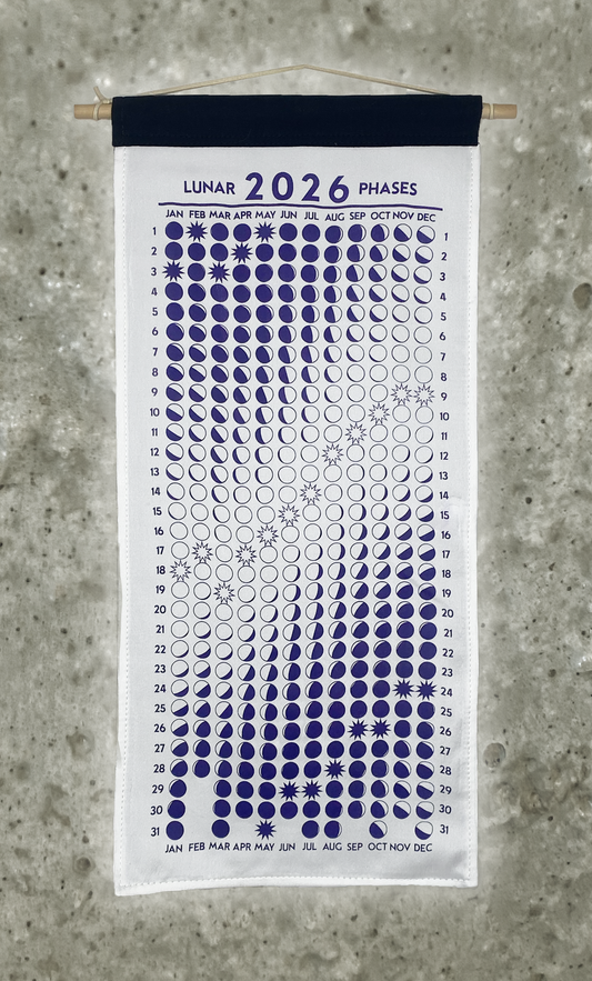 Lunar Phase Calendar 2026 - Undyed Silk w/ Purple