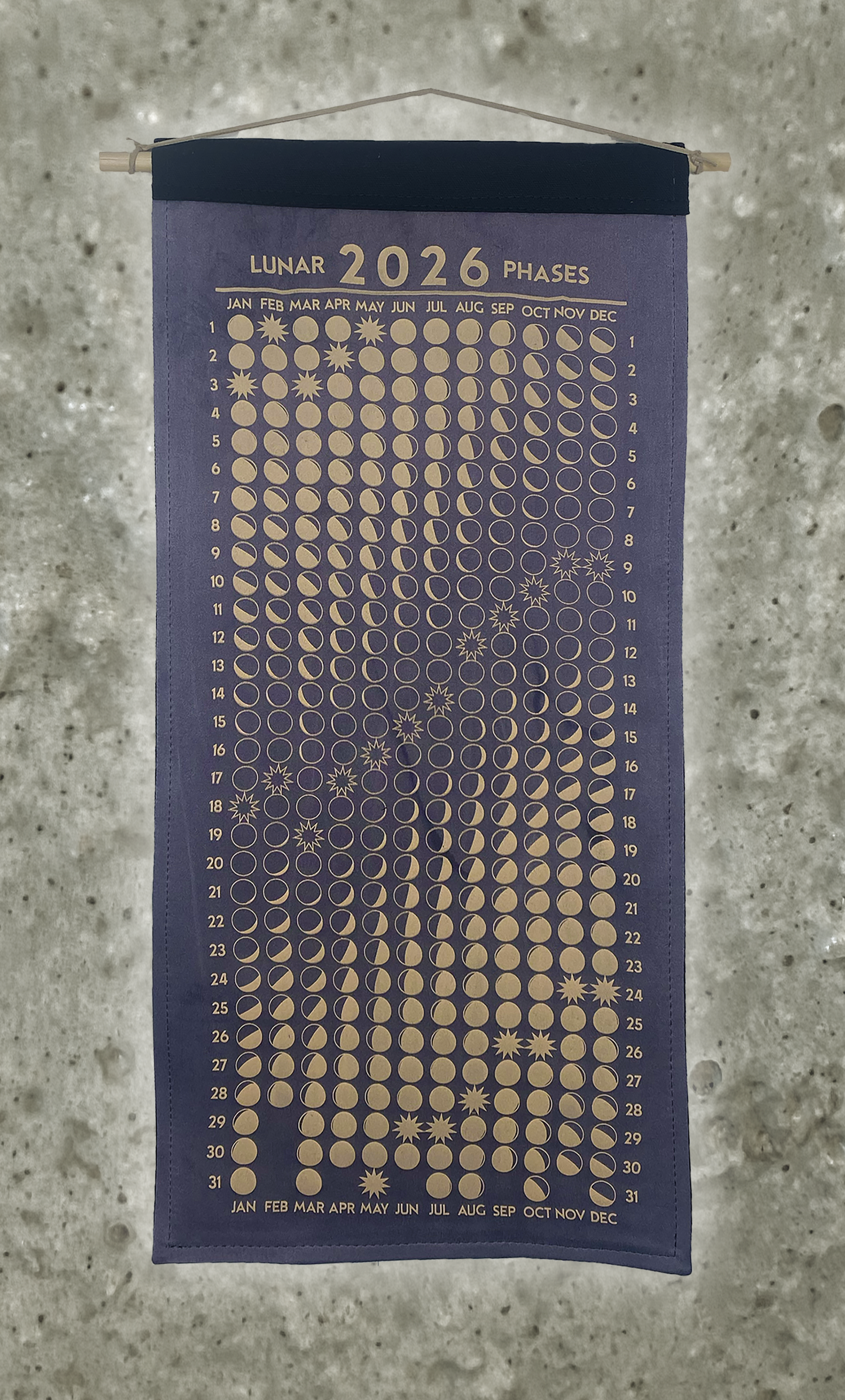 Lunar Phase Calendar 2026 - Tara + Iron Silk w/ Peach Print