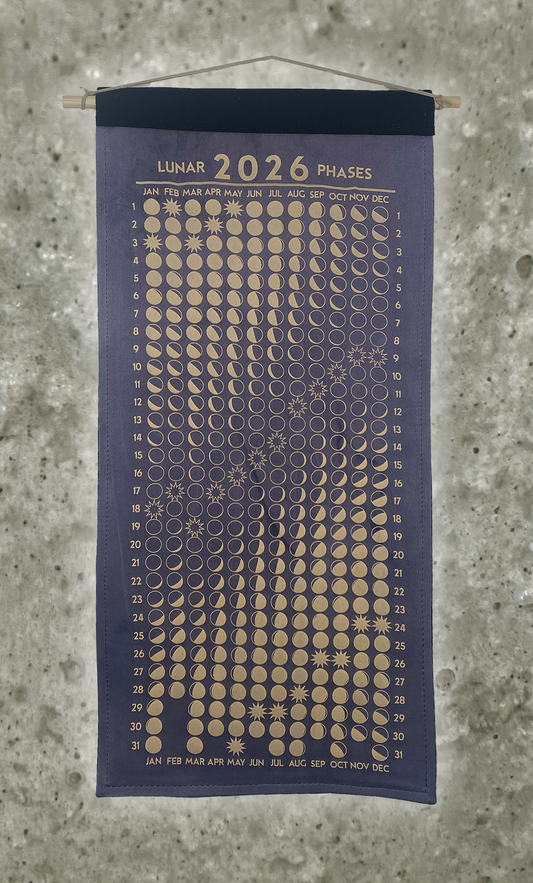 Lunar Phase Calendar 2026 - Tara + Iron Silk w/ Peach Print